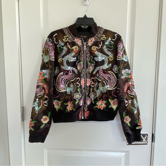 Nasty Gal Collection Tina Embellished Bomber Jacket NWOT - Picture 5 of 8